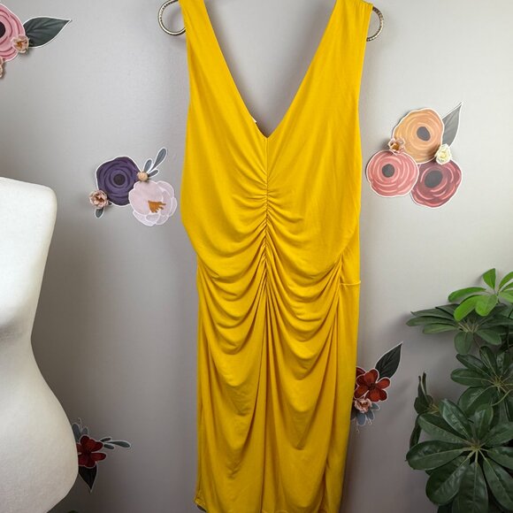 LXVX Yellow Draped Ruching Dress - Size - 1X - Picture 2 of 4